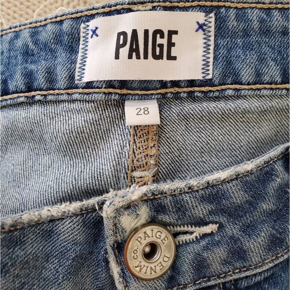 PAIGE Hoxton High Waist Slim Raw-Hem Distressed Jeans size 28 - Picture 10 of 13